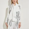 Abstract Embroidery Jewel Neck Jacket