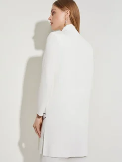 Abstract Embroidery Jewel Neck Jacket