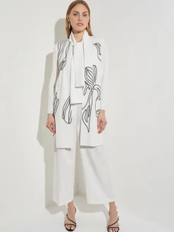 Abstract Embroidery Jewel Neck Jacket