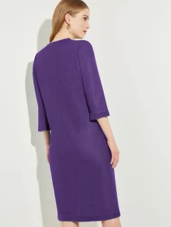 A-Line Button Detail Textured Knit Dress