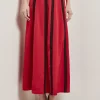 A-Line Crepe de Chine Lace Applique Maxi Skirt