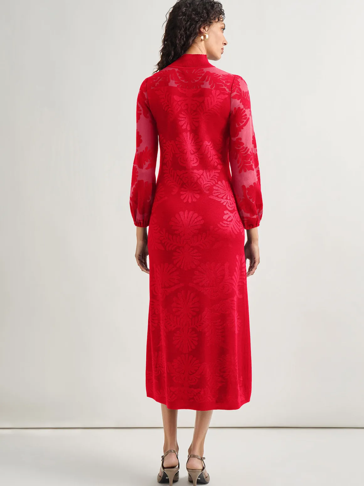 A-Line Jacquard Knit Maxi Dress