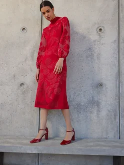 A-Line Jacquard Knit Maxi Dress