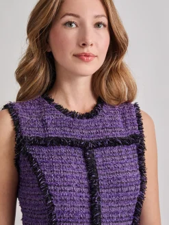A-Line Princess Seam Fringe Trim Knit Dress