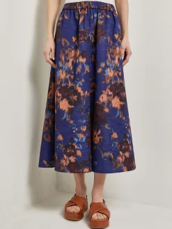 A-Line Printed Woven Maxi Skirt