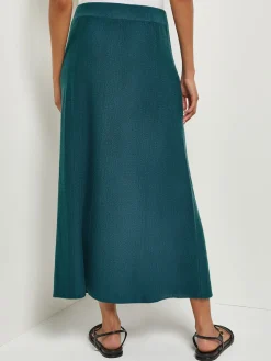 A-Line Textural Stripe Cashmere Midi Skirt