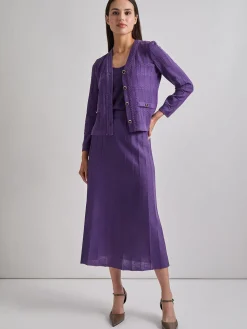 A-Line Tonal Spaced Rib Knit Maxi Skirt