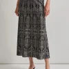 A-Line Two-Tone Jacquard Knit Maxi Skirt