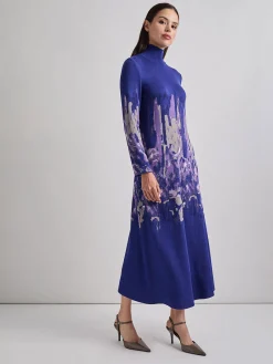 A-Line Watercolor Soft Knit Maxi Dress