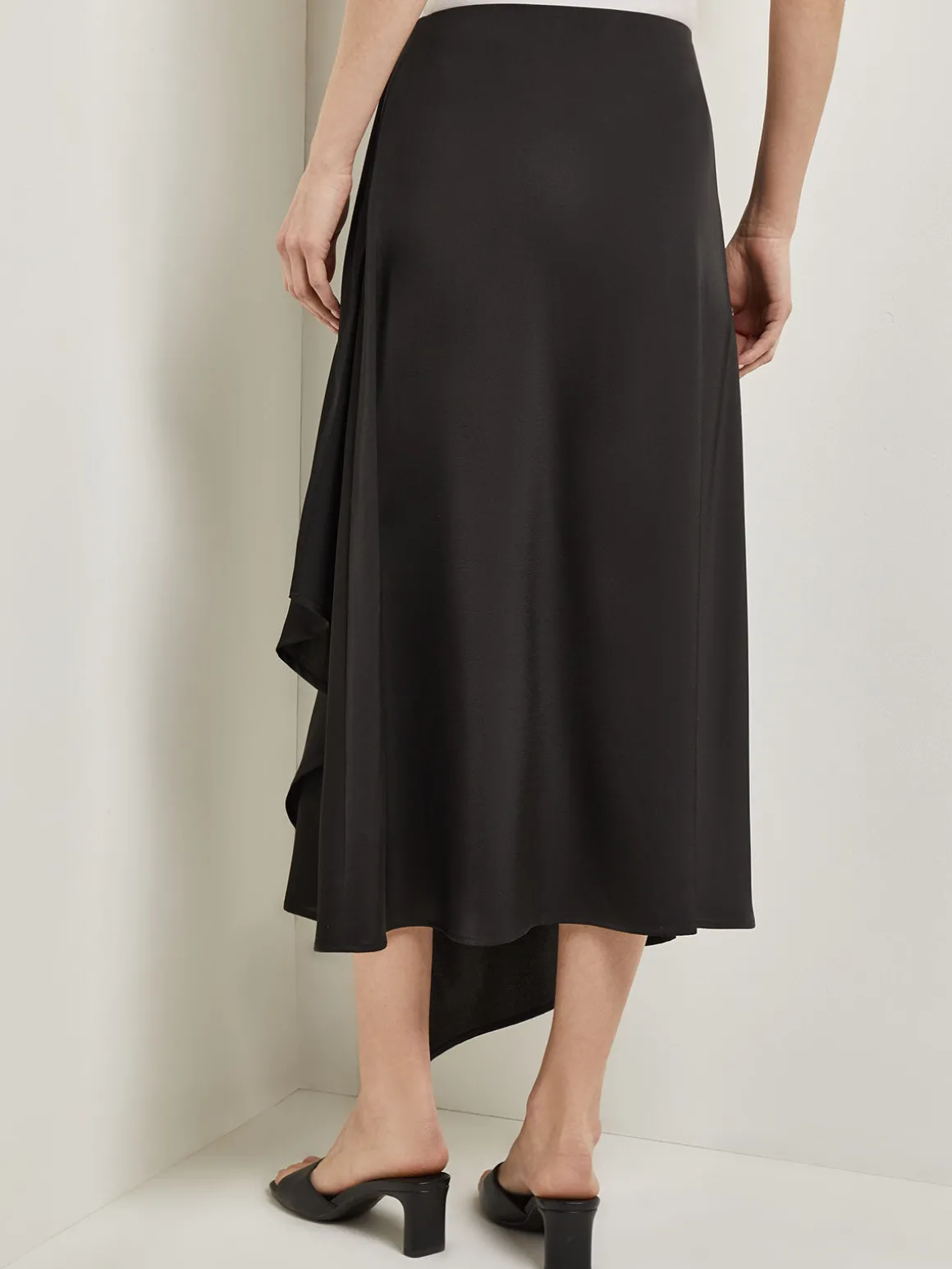 Asymmetrical Charmeuse Maxi Skirt