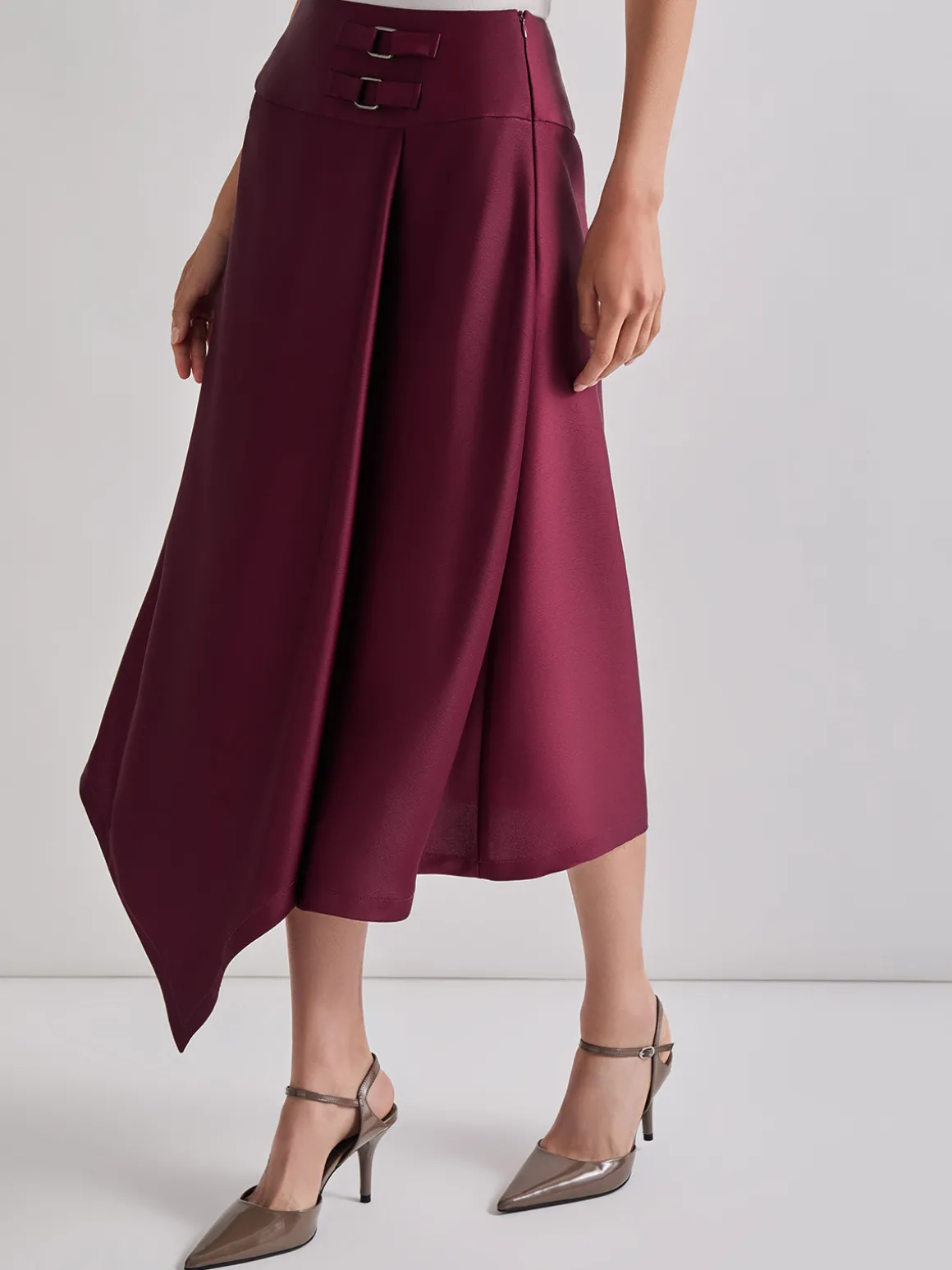 Asymmetrical Crepe de Chine Maxi Skirt