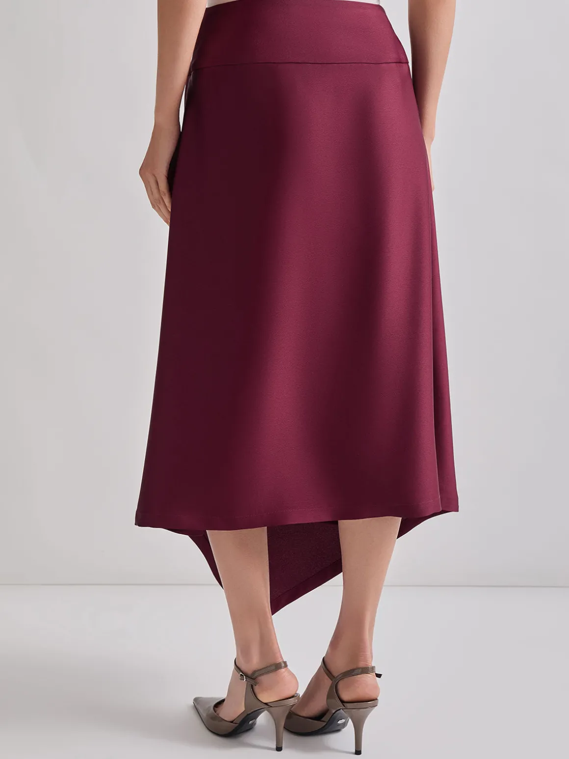 Asymmetrical Crepe de Chine Maxi Skirt