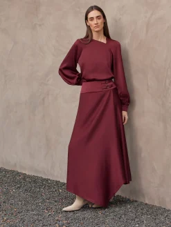Asymmetrical Crepe de Chine Maxi Skirt