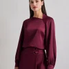 Asymmetrical Neckline Crepe de Chine Blouse