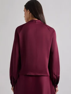 Asymmetrical Neckline Crepe de Chine Blouse