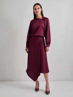 Asymmetrical Neckline Crepe de Chine Blouse