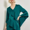 Asymmetrical Ruffle Blouse - Crepe De Chine