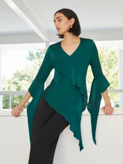Asymmetrical Ruffle Blouse - Crepe De Chine