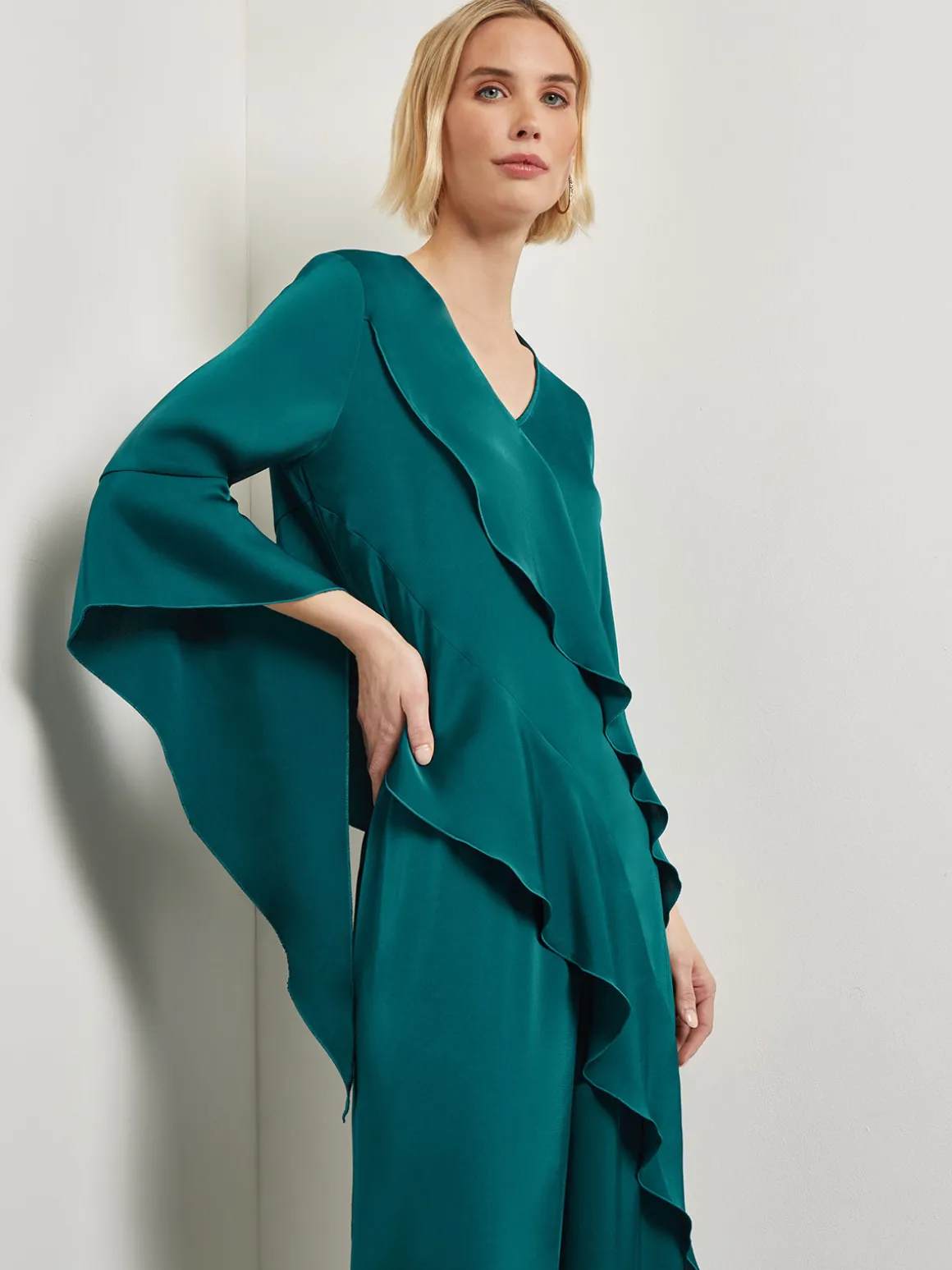 Asymmetrical Ruffle Blouse - Crepe De Chine