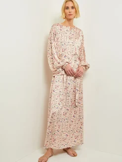 Balloon Sleeve Belted Blouse - Floral Print Crepe de Chine