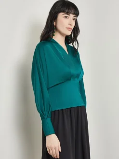 Batwing Sleeve Blouse - Crepe De Chine