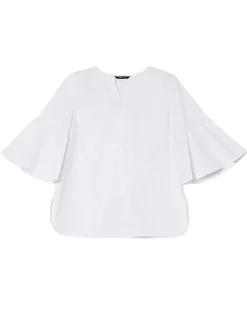 Bell Sleeve Cotton Blend Blouse