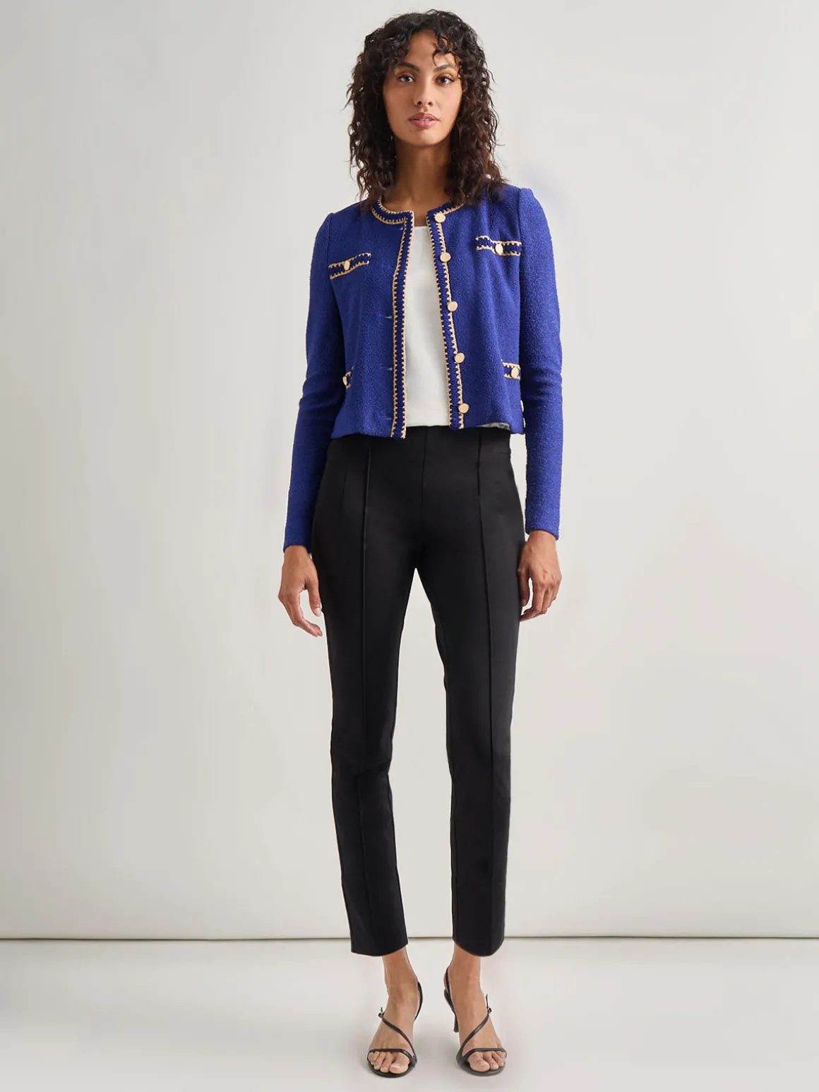 Braided Trim Boucle Knit Jacket