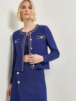 Braided Trim Boucle Knit Jacket