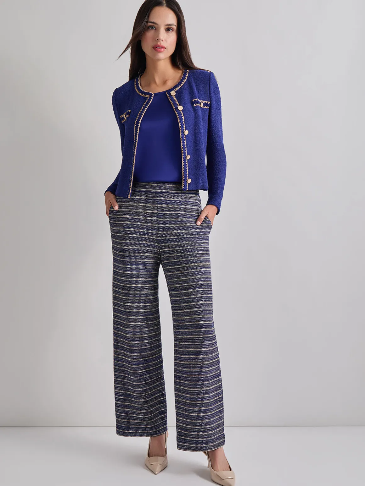 Braided Trim Boucle Knit Jacket