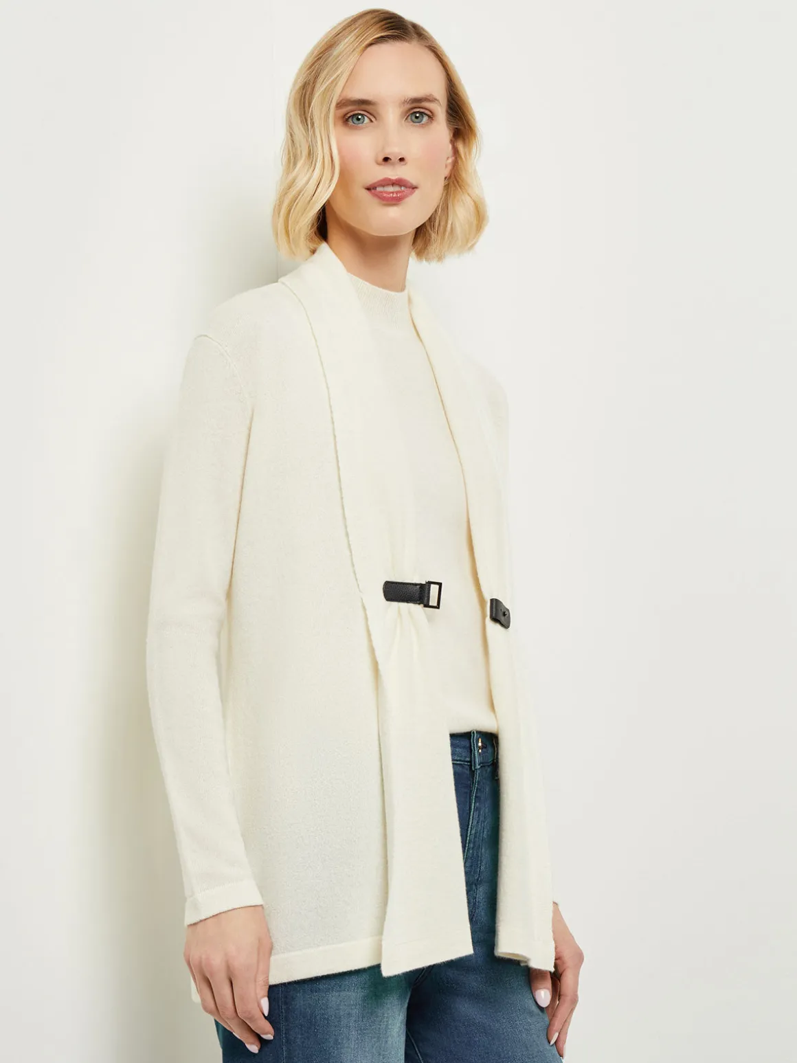Buckle Detail Shawl Collar Cashmere Cardigan
