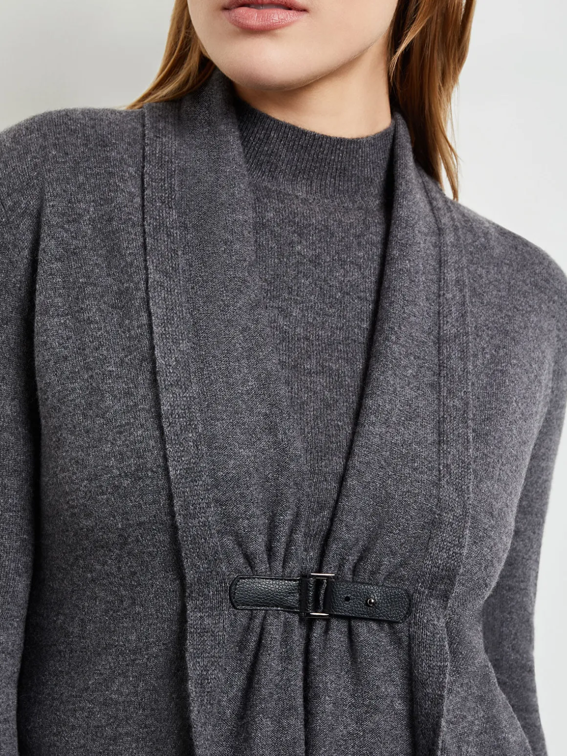 Buckle Detail Shawl Collar Cashmere Cardigan