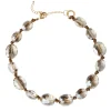 Champagne Crystal Woven Leather Necklace