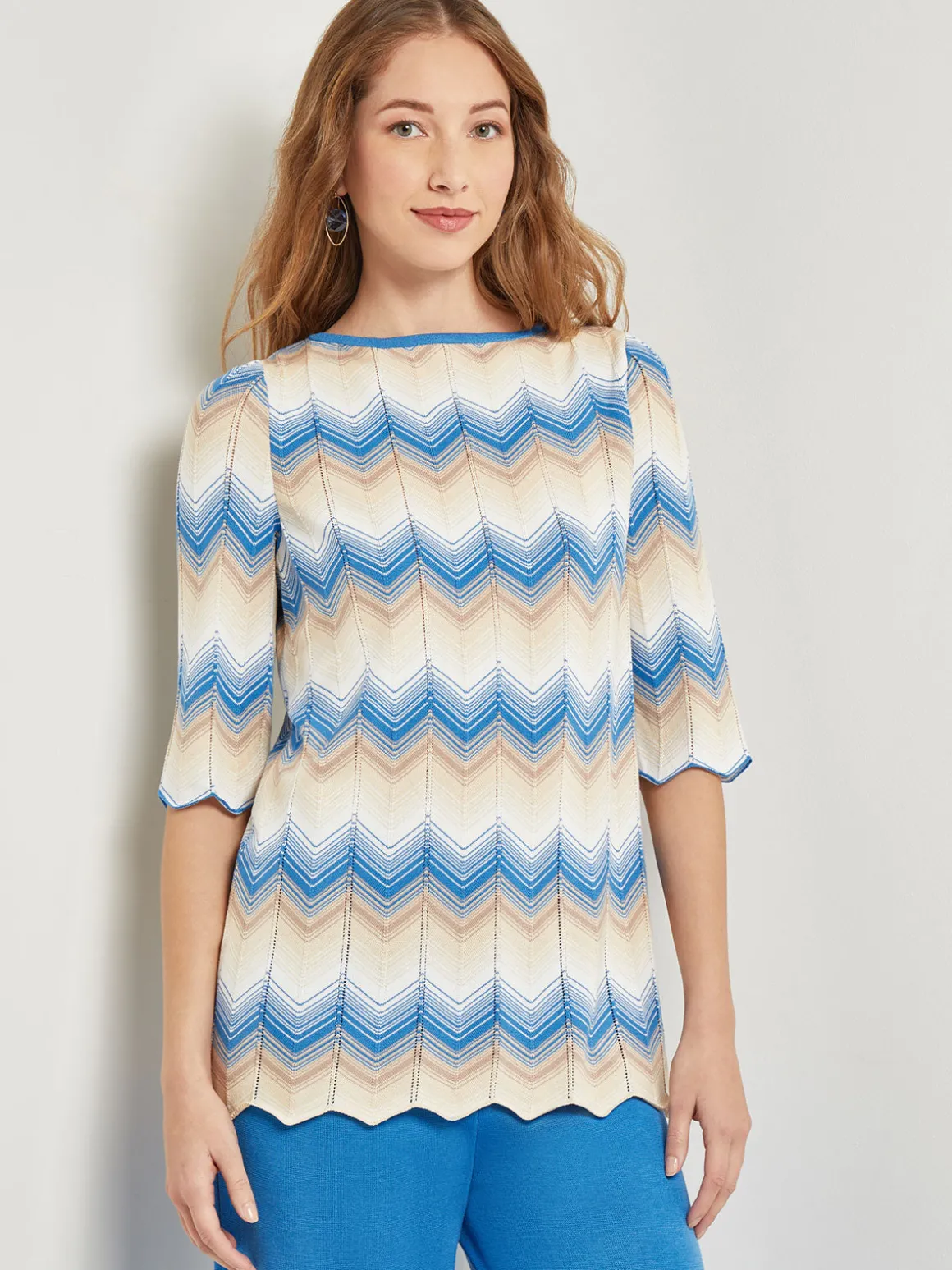 Chevron Hem Tunic - Intarsia Soft Knit