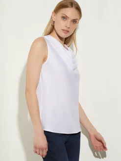 Cowl Neck Blouse - White Sleeveless Blouse | Misook