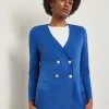 Double Breasted Open Neck Knit Jacket
