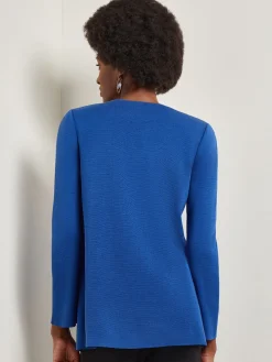 Double Breasted Open Neck Knit Jacket