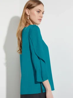 Draped Sleeve Crepe de Chine Blouse