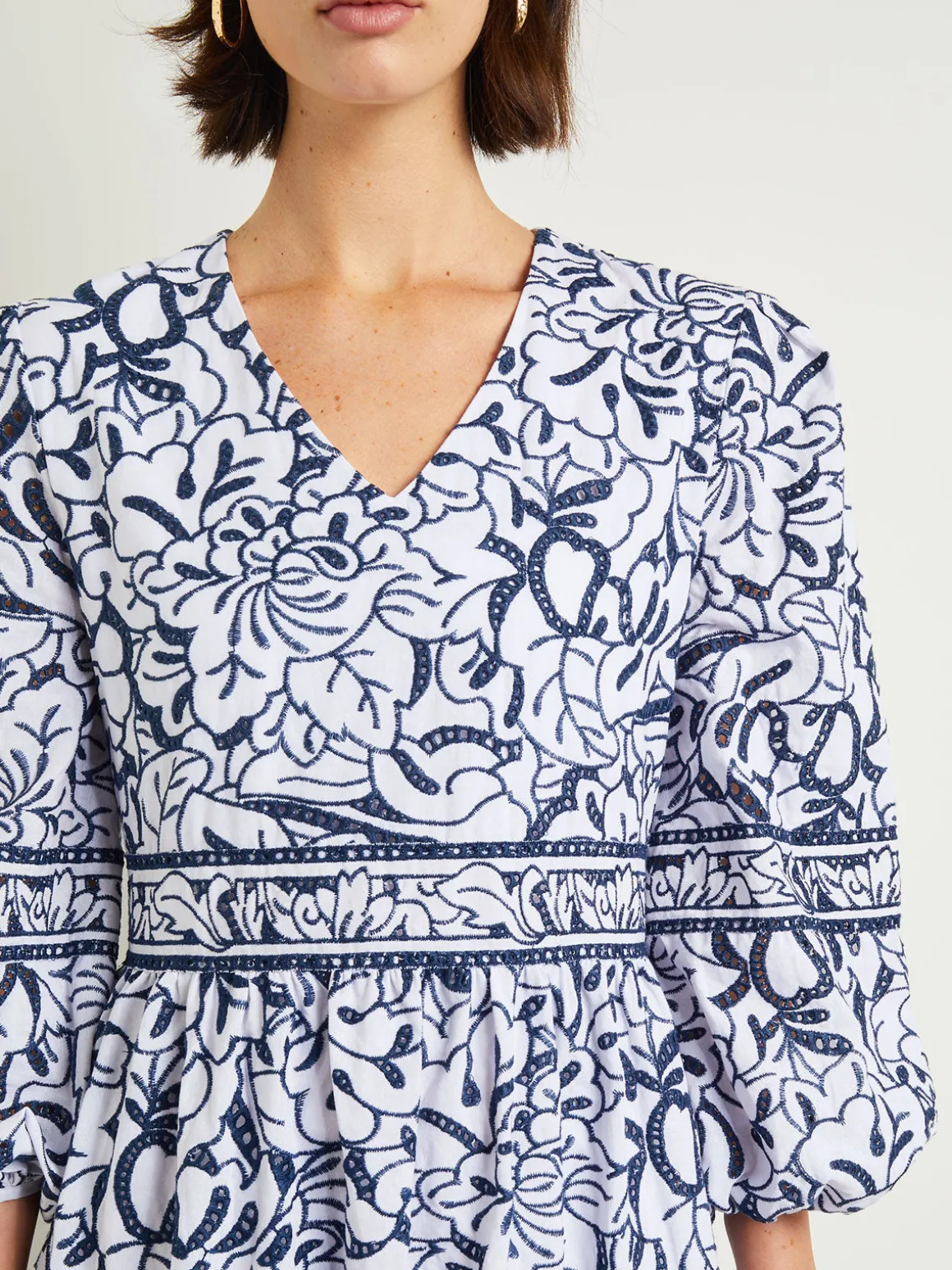 Embroidered Floral Cotton Maxi Dress