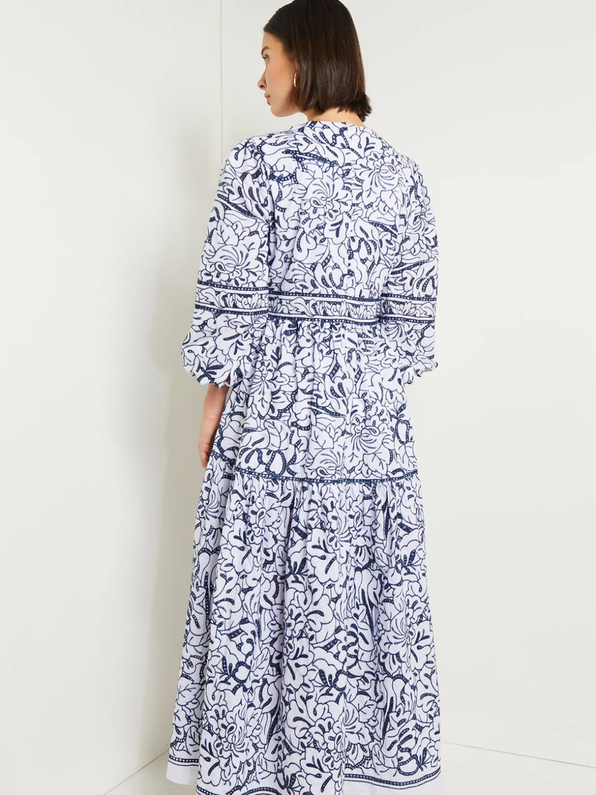 Embroidered Floral Cotton Maxi Dress