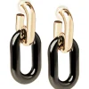 Gold & Black Resin Doorknocker Earrings