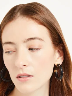 Gold & Black Resin Hoop Earrings