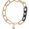 Gold & Black Resin Oval Link Necklace