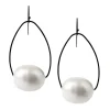 Handmade Matte Black Cotton Pearl Drop Earrings
