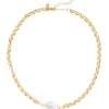 Handmade Wire Wrapped Crystal Nugget Matte Gold Rolo Chain Necklace