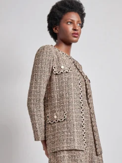 Heritage Fit Braid Trim Tweed Knit Jacket