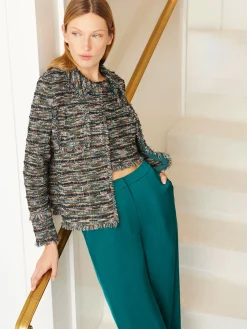 Heritage Fit Lapel Jacket - Fringe Trim Tweed Knit