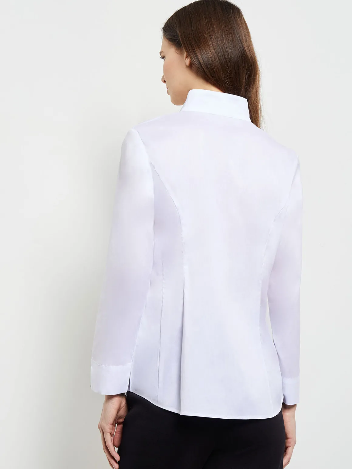 Hi-Neck Stretch Cotton Blouse