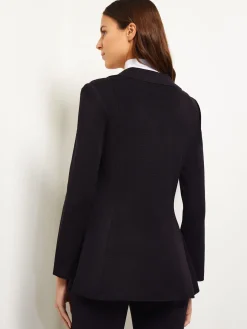Lace Accent Tailored Knit Blazer