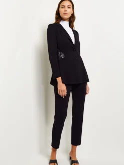 Lace Accent Tailored Knit Blazer