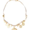 Matte Gold Coin Charm Natural Leather & Suede Necklace